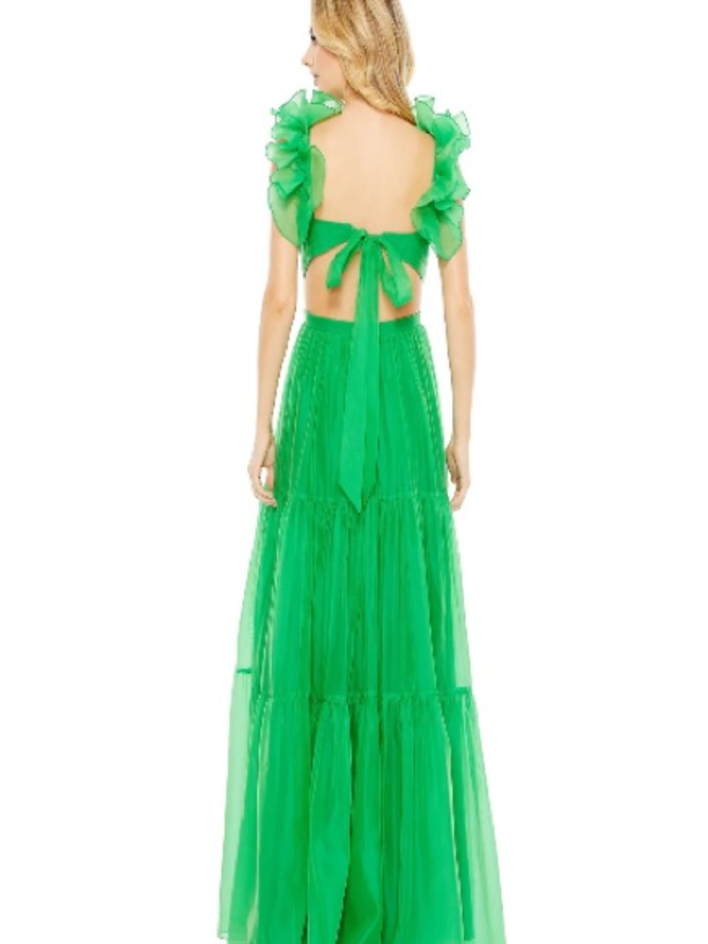 Mac Duggal Emerald Green Ruffled Gown NWT - size 0 - Picture 3 of 3